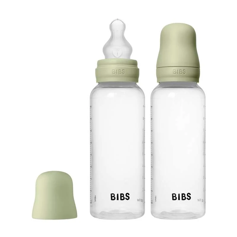 BIBS Bottle - Bottle feeding set - Plastic - 2-pack - Silicone/Medium Flow/Round - 270ml - Sage - Image 2