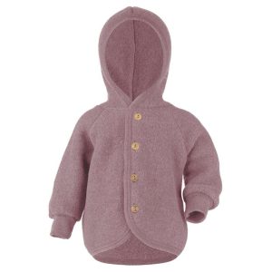 Engel Natur Baby Jacket - Wool Fleece with Hood - Rosewood Melange