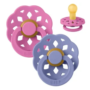 BIBS Round Boheme Pacifier - 2-Pack - sz. 1 - natural rubber - Bubblegum/Peri