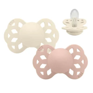BIBS Symmetric Infinity Pacifier - 2-Pack - Size 1 - Silicone - Ivory/Blush
