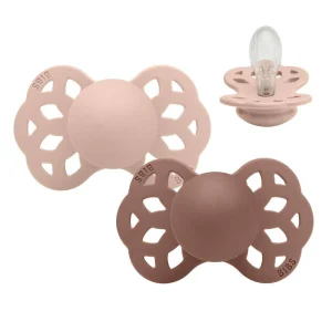 BIBS Symmetric Infinity Pacifier - 2-Pack - Size 2 - Silicone - Blush/Woodchuck