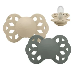 BIBS Symmetrical Infinity Pacifier - 2-Pack - Size 1 - Silicone - Vanilla/Pine