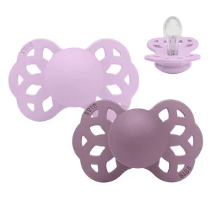 BIBS Symmetric Infinity Pacifier - 2-Pack - Size 1 - Silicone - Violet Sky/Mauve