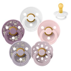 BIBS Round natural rubber Pacifier - Pack - 5 pcs. - sz. 2 - Lovely Lilacs