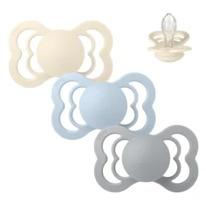 BIBS Symmetrical Supreme Pacifier - Mixed Pack - 3 pcs. - Size 2 - Soft and Clear