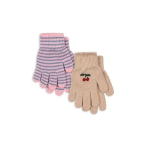 Konges Sløjd Filla Gloves - 2-pack - Cherry/Stripe