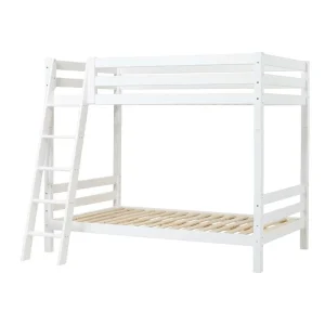 Hoppekids ECO Luxury - High Bunk Bed - 120x200 cm. - Slanted Ladder - White