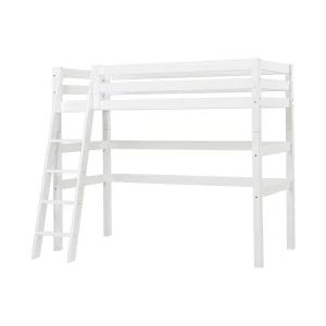 Hoppekids ECO Luxury - High bed - 90x200 cm. - Slanted ladder - Flexible mattress base - White
