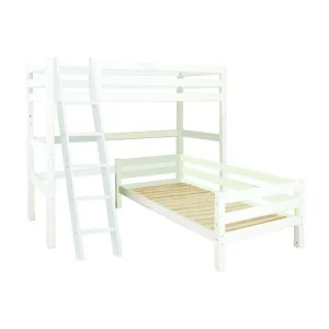 Hoppekids ECO Luxury - Loft bed - 90x200 cm. - Corner combination - Slanted ladder - White